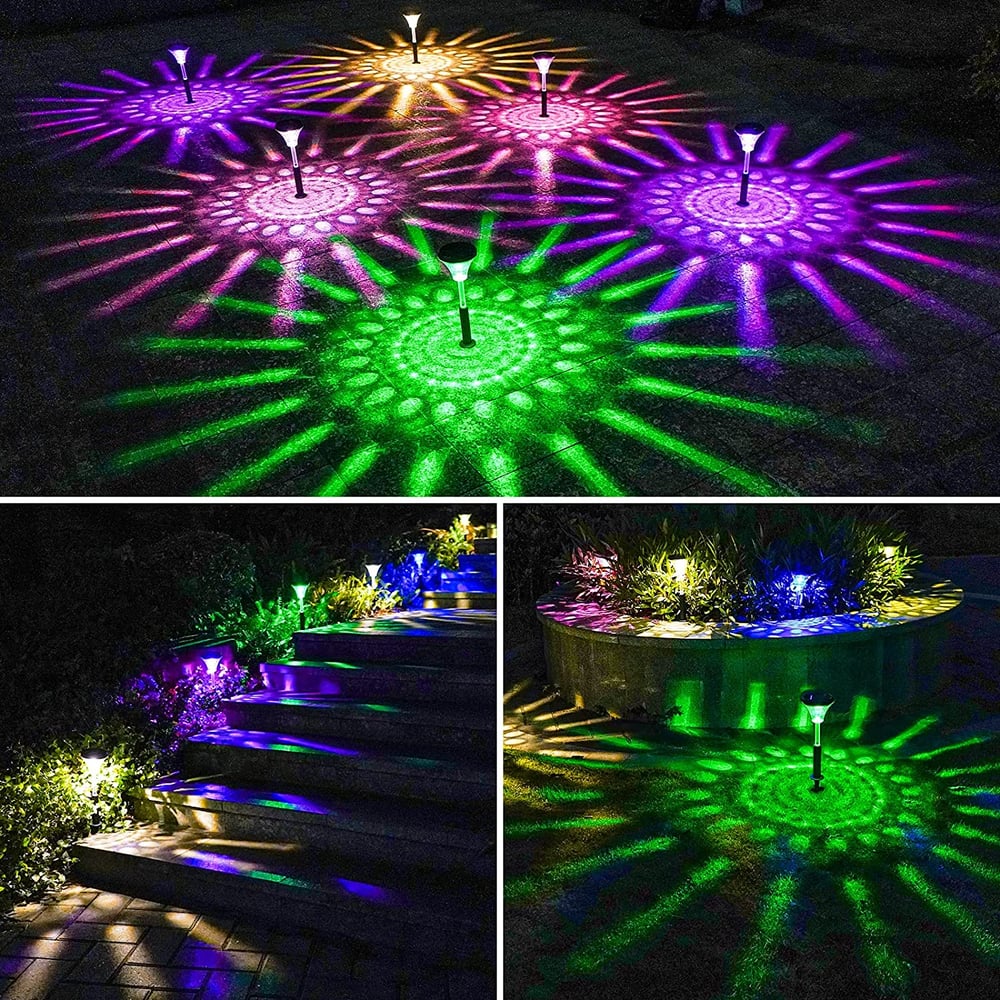 2er-Set Solar-Gartenlichter – LED-Wegeleuchten mit Sonnenmuster-Projektion! Mivoza Deutschland