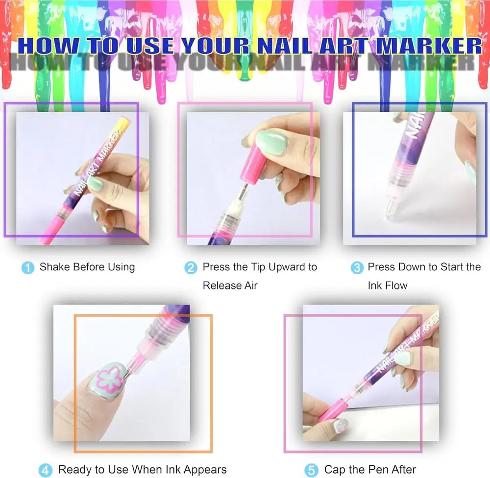 12 Farben Nagelkunst-Stifte — Acryl-Nageldesign-Set mit feiner Spitze Mivoza Deutschland
