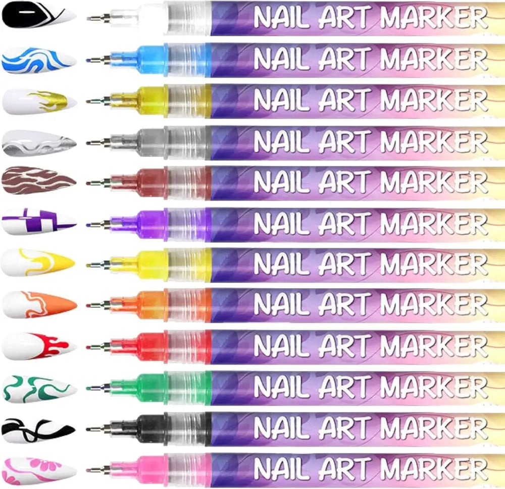 12 Farben Nagelkunst-Stifte — Acryl-Nageldesign-Set mit feiner Spitze Mivoza Deutschland
