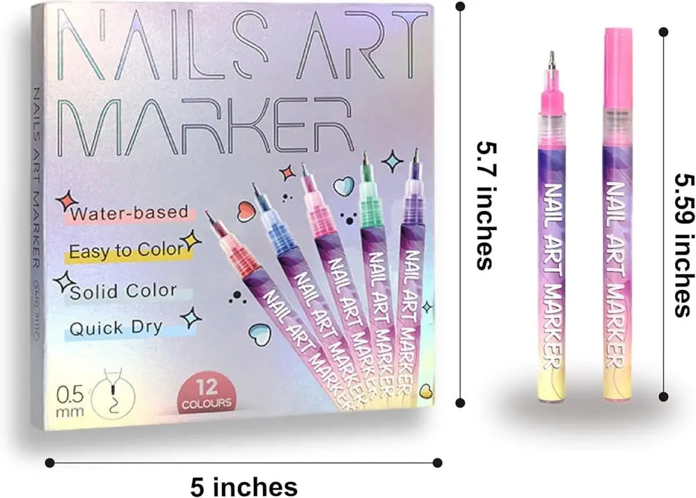 12 Farben Nagelkunst-Stifte — Acryl-Nageldesign-Set mit feiner Spitze Mivoza Deutschland