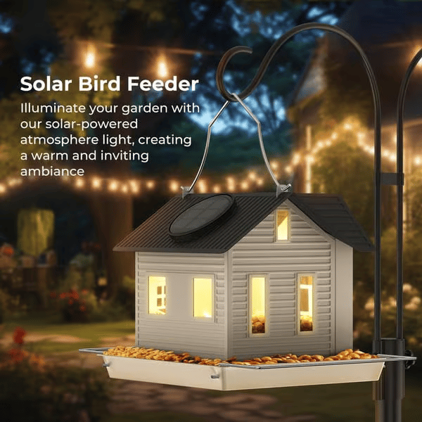 Solar-Vogelhaus mit LED – Leuchtende Gartenlaterne & Futterstation in einem! Mivoza Deutschland