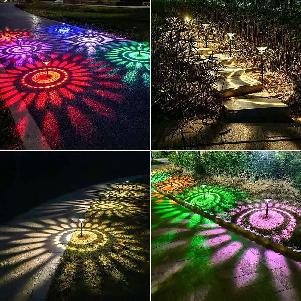 2er-Set Solar-Gartenlichter – LED-Wegeleuchten mit Sonnenmuster-Projektion! Mivoza Deutschland