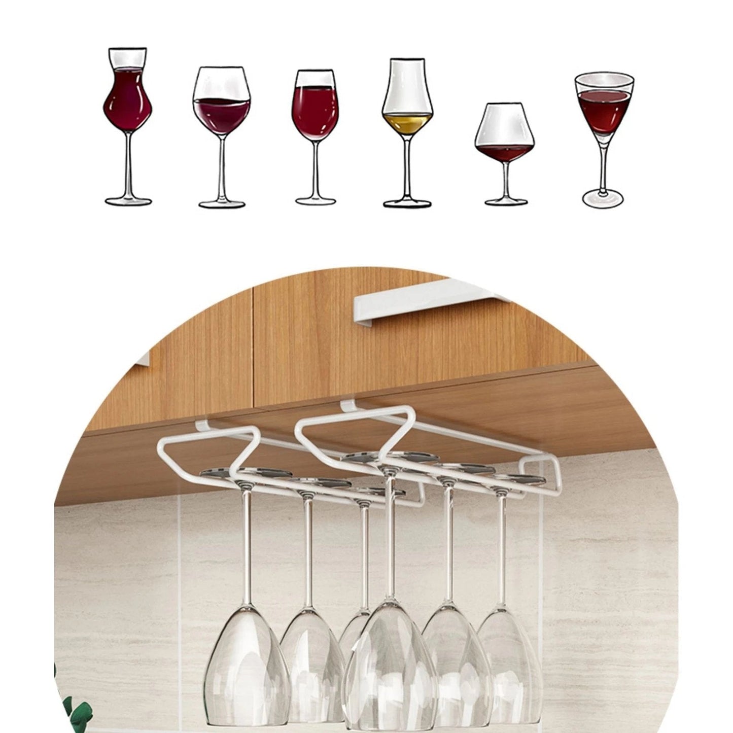 Weinregal zur Unterbau-Montage — Platzsparender Glashalter mit einfacher Installation Mivoza Deutschland