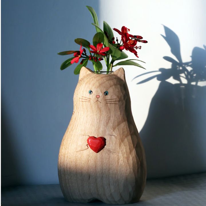 Katzen-Holzvase – Deko & Geschenk für Katzenfreunde Mivoza Deutschland