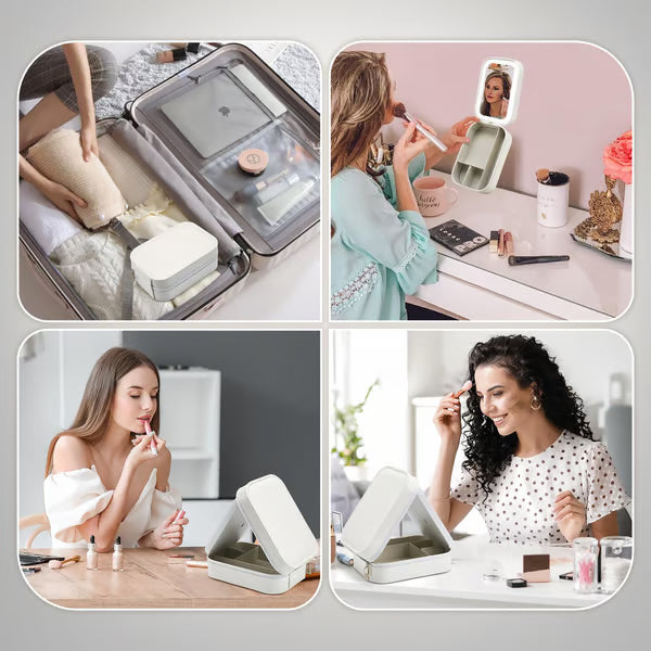 Tragbarer Make-up-Organizer — Kompakter LED-Spiegel mit einstellbarer Beleuchtung Mivoza Deutschland