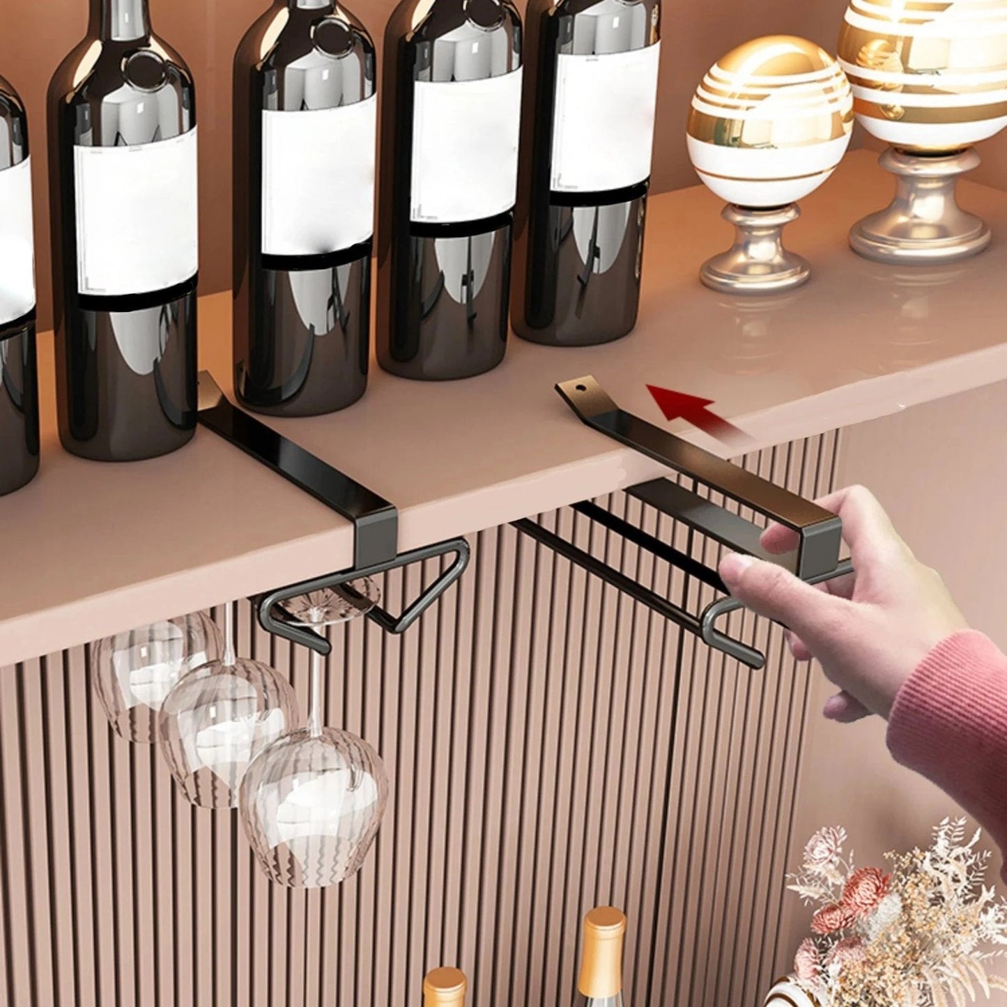 Weinregal zur Unterbau-Montage — Platzsparender Glashalter mit einfacher Installation Mivoza Deutschland