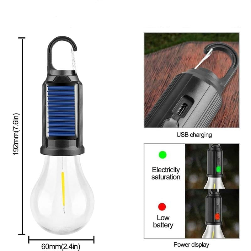 1+1 Gratis | Solar-Campinglampe – USB Wiederaufladbar mit Haken, Wasserdicht & Kompakt Mivoza Deutschland