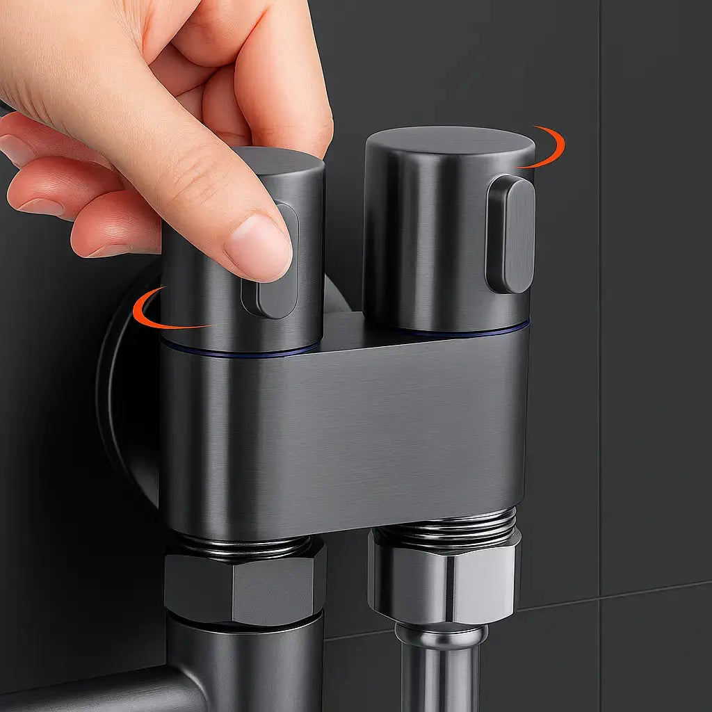 Doppelsteuerventil aus Messing – Wasserzufuhr mit mattschwarzem Finish Mivoza Deutschland