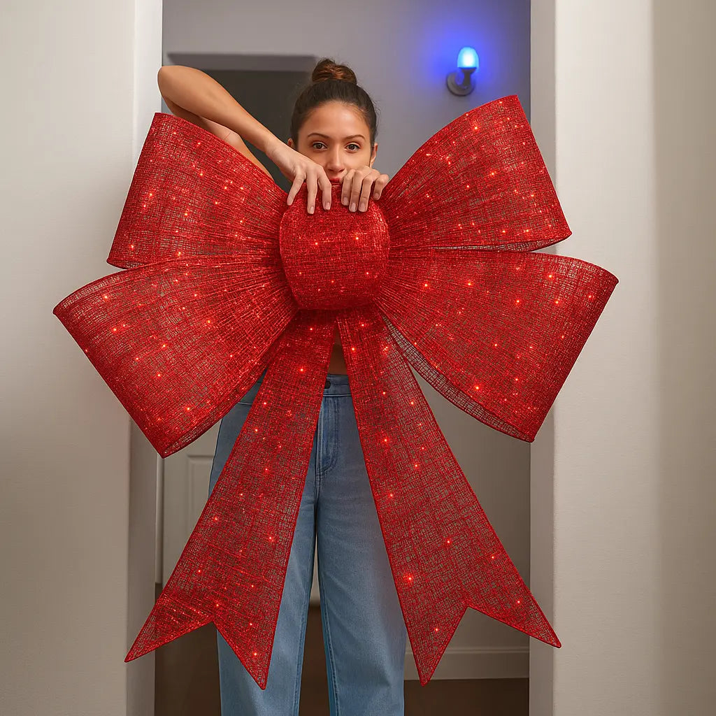 XXL leuchtende Weihnachtsschleife — Macht Ihr Familienweihnachten unvergesslich