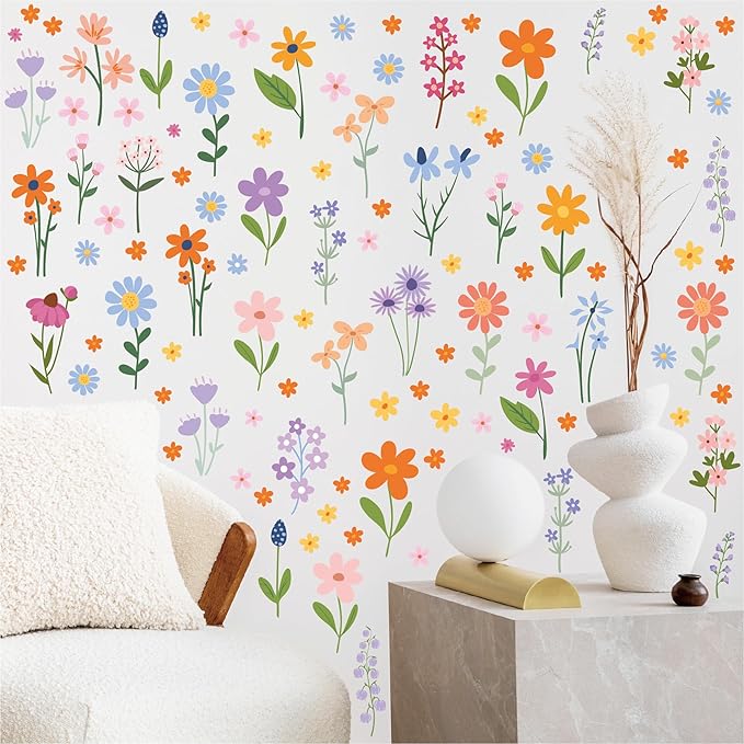 8 Bögen Frühlingshafte Blumen-Wandsticker – 102 selbstklebende Motive für ein frisches Zuhause! Mivoza Deutschland