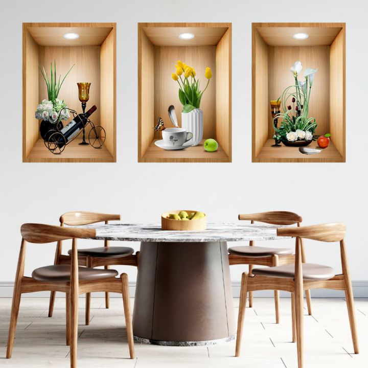 3D-Wandaufkleber mit Blumenvase – Naturgefühl & Eleganz | 3 Stück Mivoza Deutschland