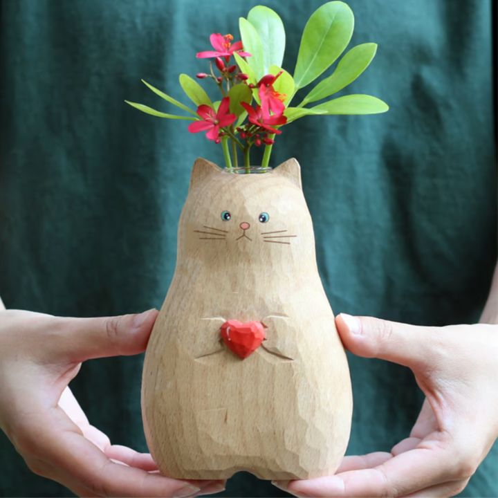 Katzen-Holzvase – Deko & Geschenk für Katzenfreunde Mivoza Deutschland