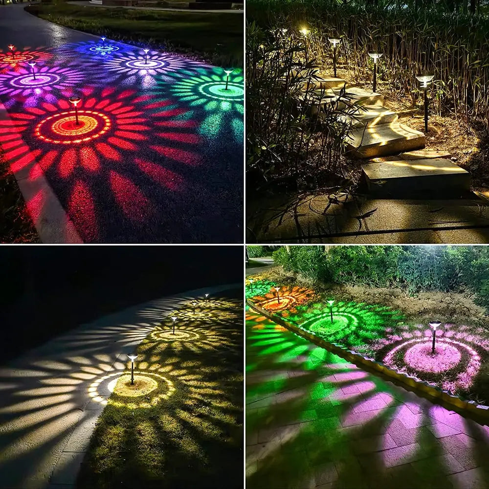 2er-Set Solar-Gartenlichter – LED-Wegeleuchten mit Sonnenmuster-Projektion! Mivoza Deutschland