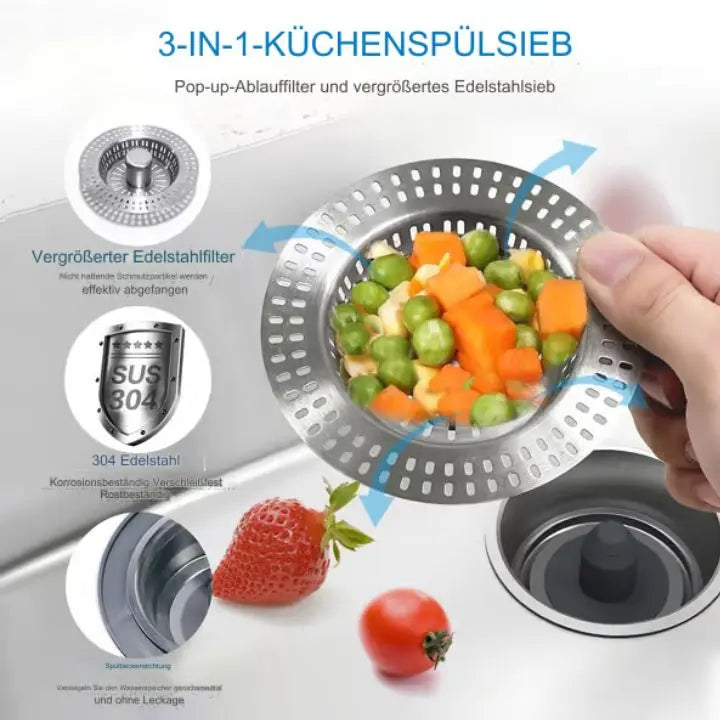3-in-1 Küchenspülen-Abflusssieb aus Edelstahl Mivoza Deutschland