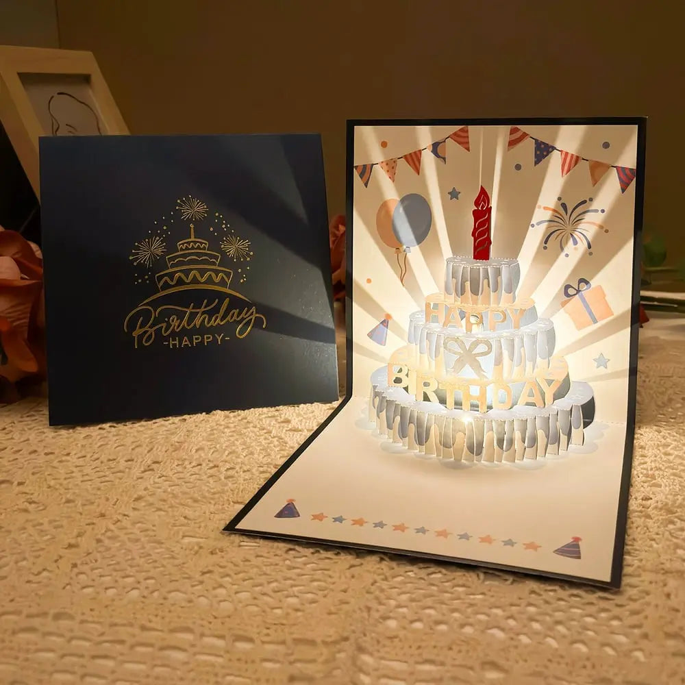 3D Pop-up Geburtstagskarte – handgemachte Grußkarte mit LED-Licht und Musik Mivoza Deutschland