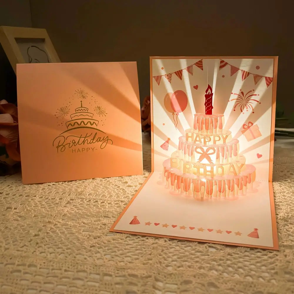 3D Pop-up Geburtstagskarte – handgemachte Grußkarte mit LED-Licht und Musik Mivoza Deutschland