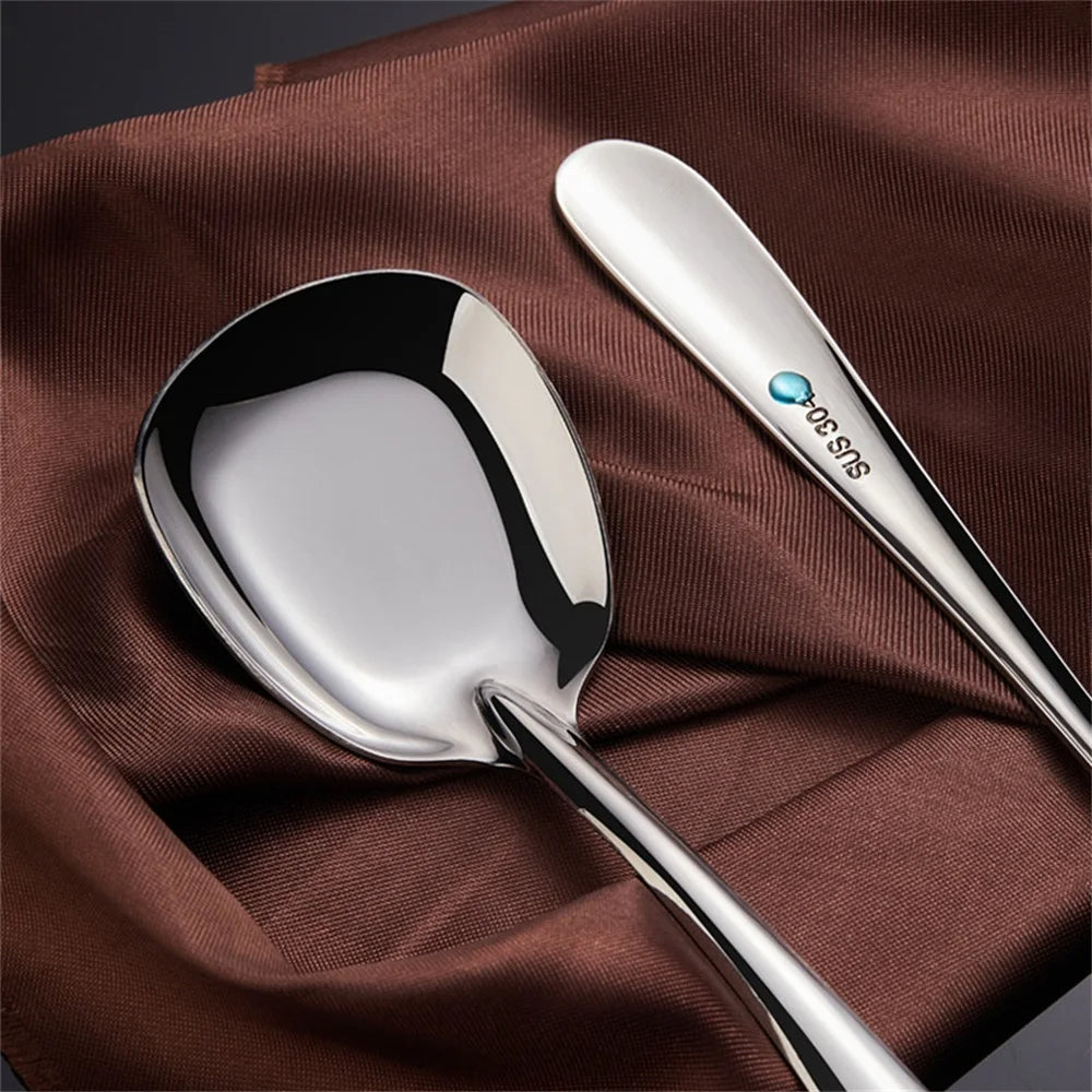 Set aus 5 Edelstahl-Löffeln mit breitem, eckigem Löffelkopf Mivoza Deutschland