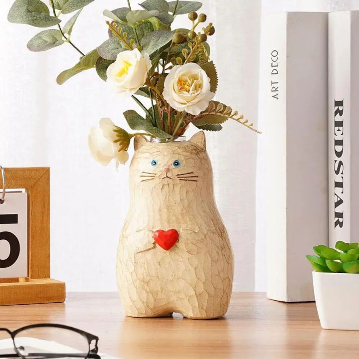 Katzen-Holzvase – Deko & Geschenk für Katzenfreunde Mivoza Deutschland