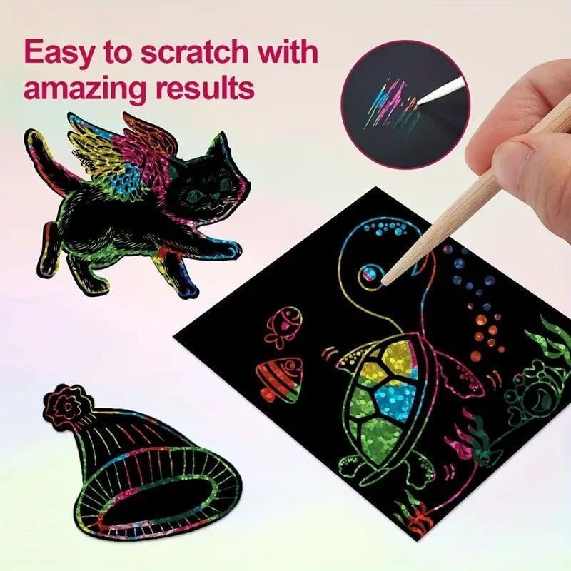 100 Stück Kratzbilder-Set – Kreativer DIY-Spaß für Kinder & Erwachsene Mivoza Deutschland