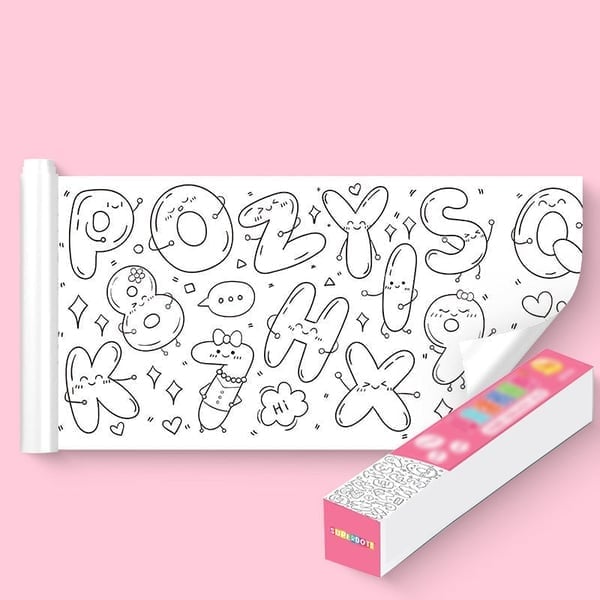 1+1 Gratis | Kinder Malrolle – Wiederverwendbarer Wandsticker mit 7 Lern- und Spaß-Themen Mivoza Deutschland
