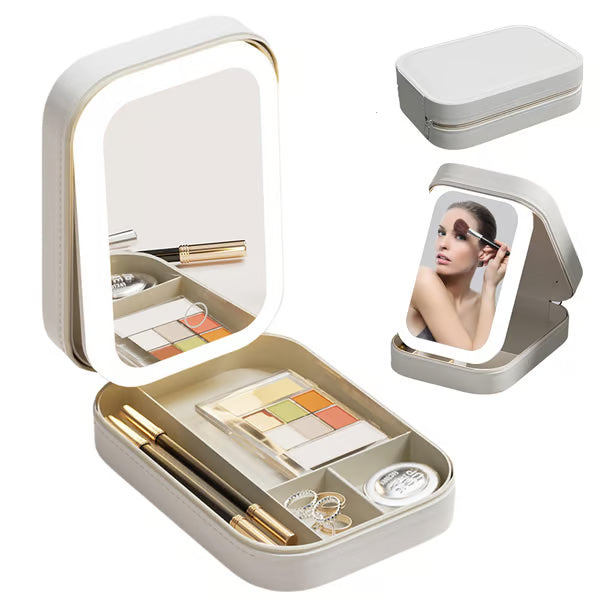 Tragbarer Make-up-Organizer — Kompakter LED-Spiegel mit einstellbarer Beleuchtung Mivoza Deutschland