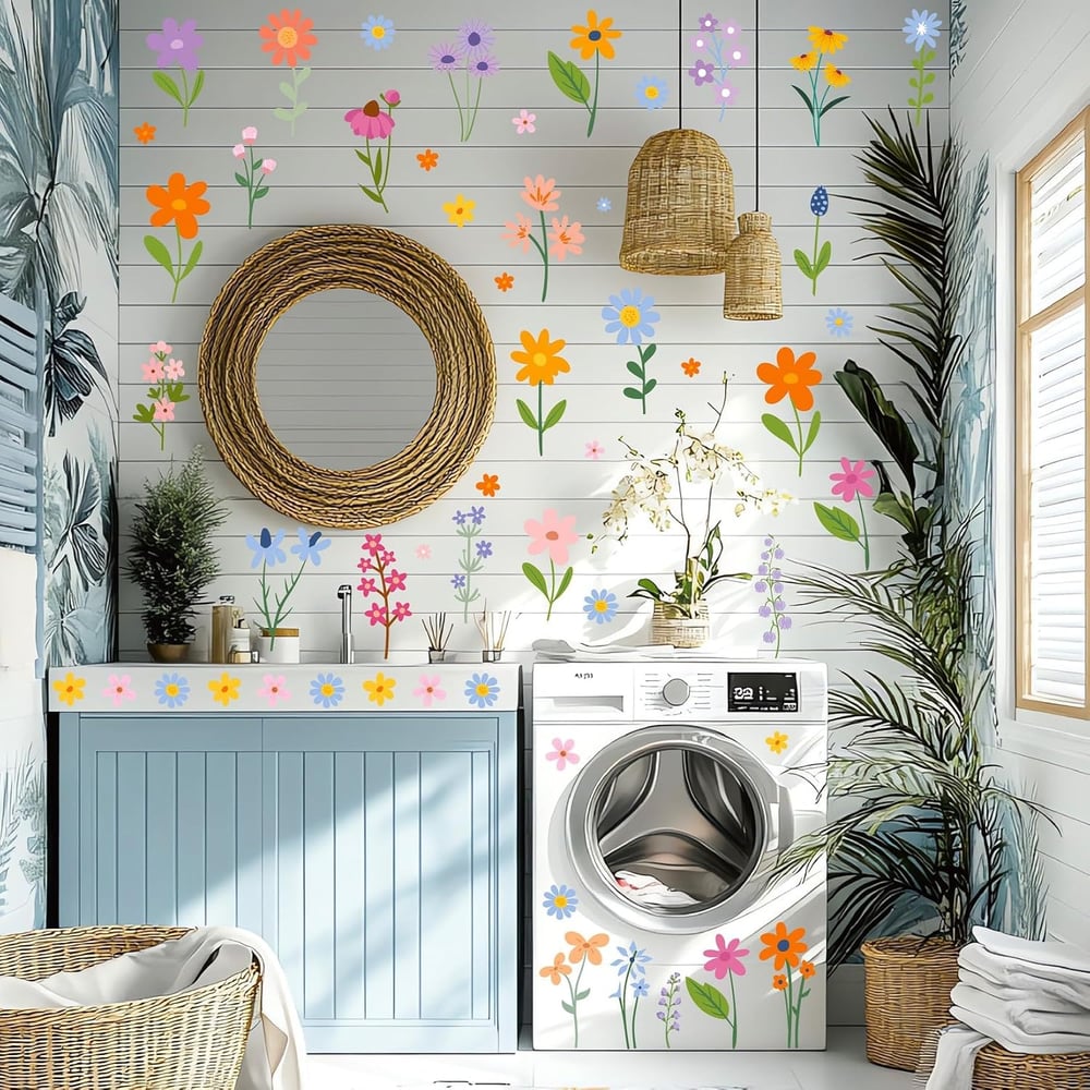 8 Bögen Frühlingshafte Blumen-Wandsticker – 102 selbstklebende Motive für ein frisches Zuhause! Mivoza Deutschland