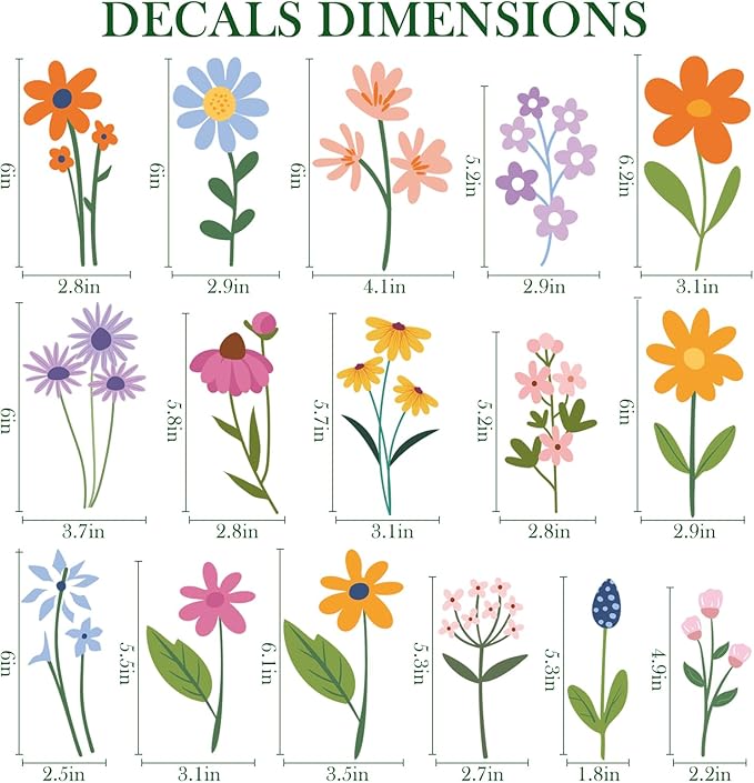 8 Bögen Frühlingshafte Blumen-Wandsticker – 102 selbstklebende Motive für ein frisches Zuhause! Mivoza Deutschland