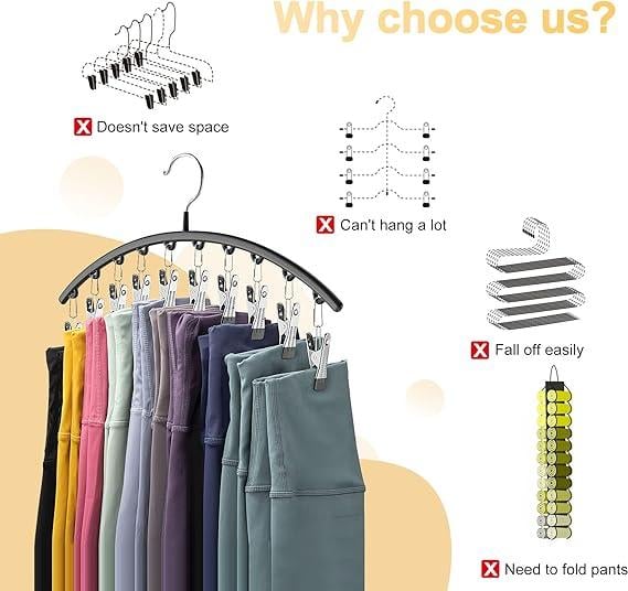 2er-Set Leggings-Organizer Kleiderbügel – mit 20 Clips für platzsparende Aufbewahrung! Mivoza Deutschland