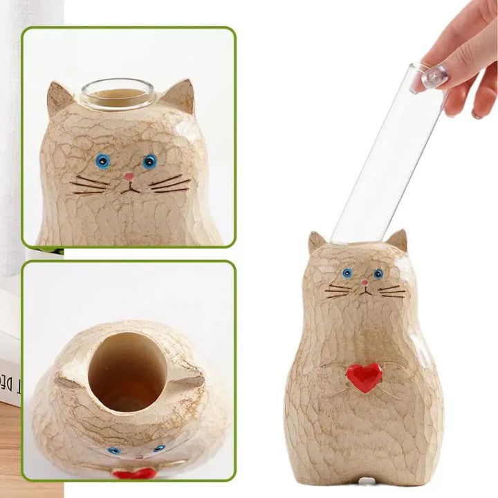 Katzen-Holzvase – Deko & Geschenk für Katzenfreunde Mivoza Deutschland
