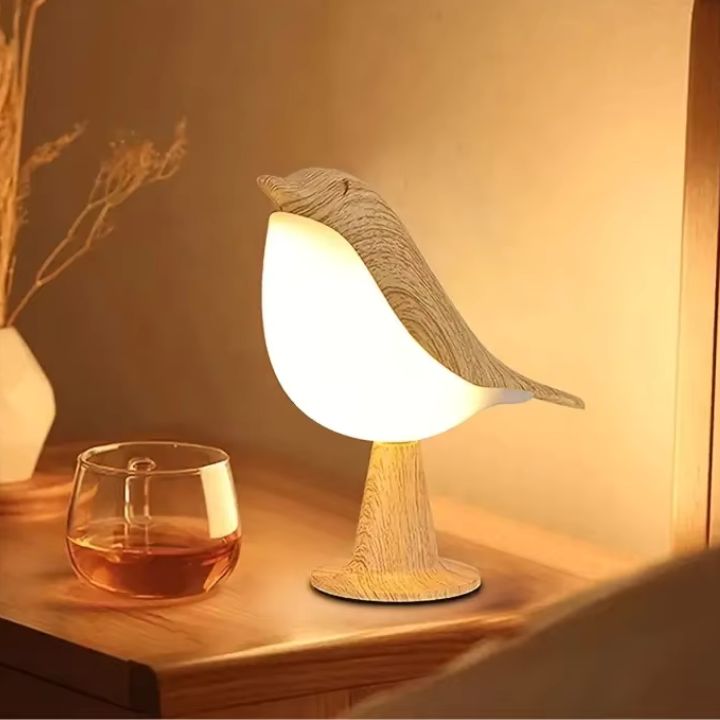 Vogel-Tischlampe aus Holz - dimmbar, mit Touch & Aromadiffusor Mivoza Deutschland