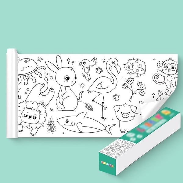 1+1 Gratis | Kinder Malrolle – Wiederverwendbarer Wandsticker mit 7 Lern- und Spaß-Themen Mivoza Deutschland