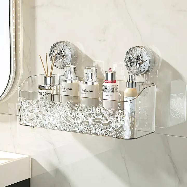 Elegantes Regal mit Gletschermuster und Saugmontage, Transparent Mivoza Deutschland