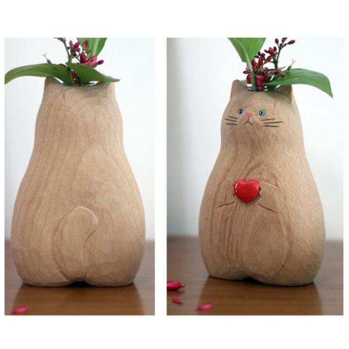 Katzen-Holzvase – Deko & Geschenk für Katzenfreunde Mivoza Deutschland