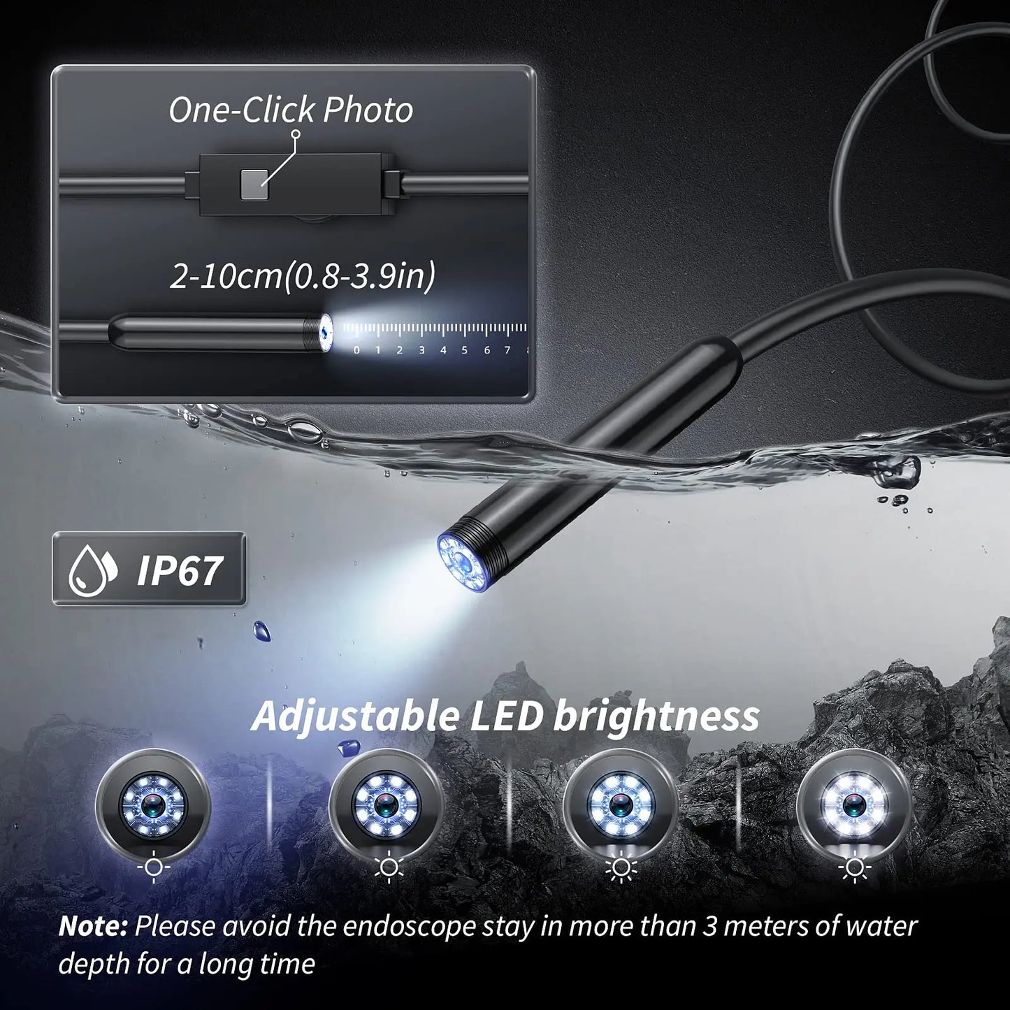 HD Inspektions-Endoskopkamera – Wasserdicht mit verstellbarem LED-Licht Mivoza Deutschland