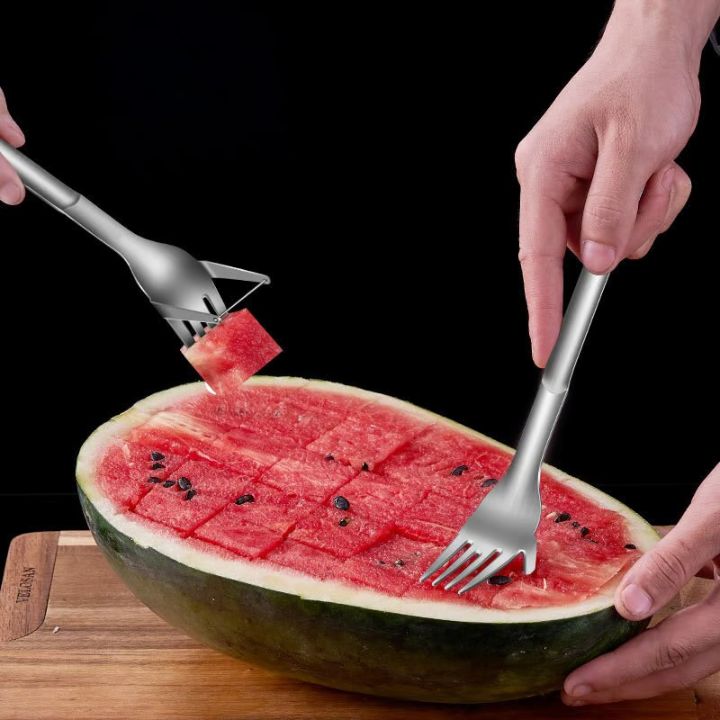 1+1 Gratis | Edelstahl Wassermelonen Würfelschneider & Serviergabel Mivoza Deutschland