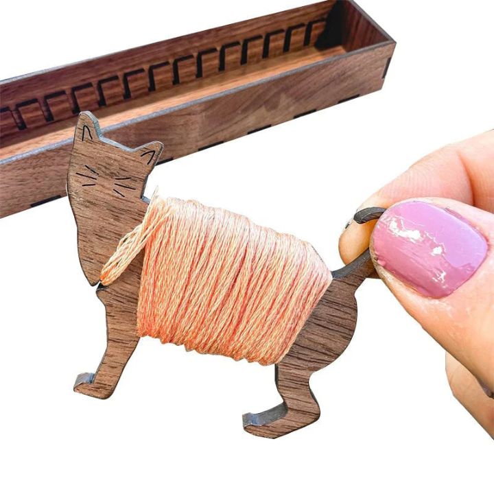 Holzspulen-Set mit Tiermotiven – Organizer für Stickgarn (15 Spulen) Mivoza Deutschland