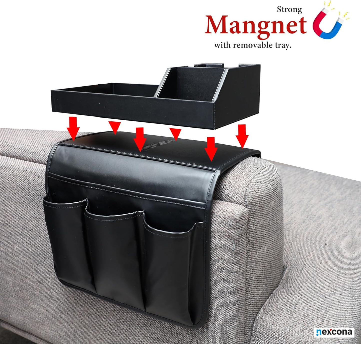 Elegantes Sofa-Armlehnen-Tablett mit Organizer für Getränke und Zubehör Mivoza Deutschland