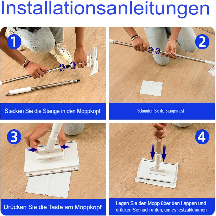 Flachmopp mit Edelstahlgriff – Hygienische Reinigung leicht gemacht