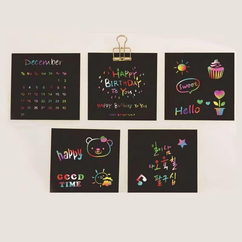 100 Stück Kratzbilder-Set – Kreativer DIY-Spaß für Kinder & Erwachsene Mivoza Deutschland
