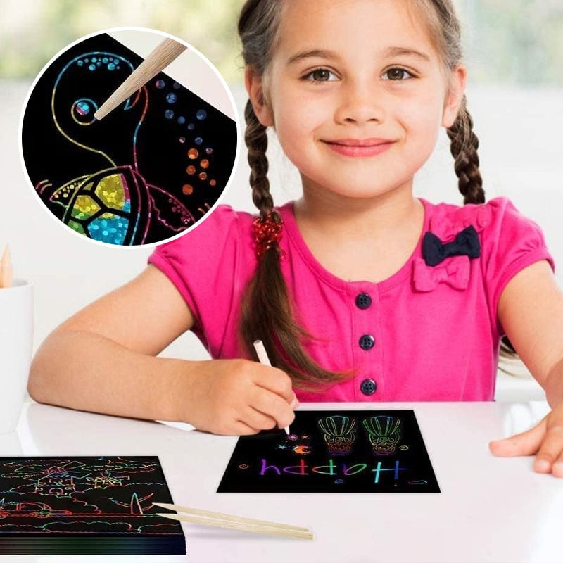 100 Stück Kratzbilder-Set – Kreativer DIY-Spaß für Kinder & Erwachsene Mivoza Deutschland
