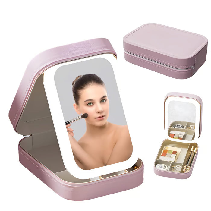 Tragbarer Make-up-Organizer — Kompakter LED-Spiegel mit einstellbarer Beleuchtung Mivoza Deutschland