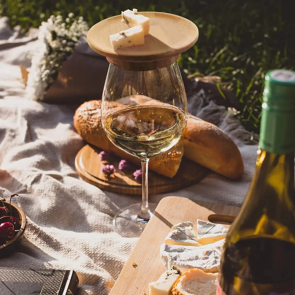 Bambus-Weinglas-Snackhalter — Eleganter Snackhalter für Weinabende Mivoza Deutschland