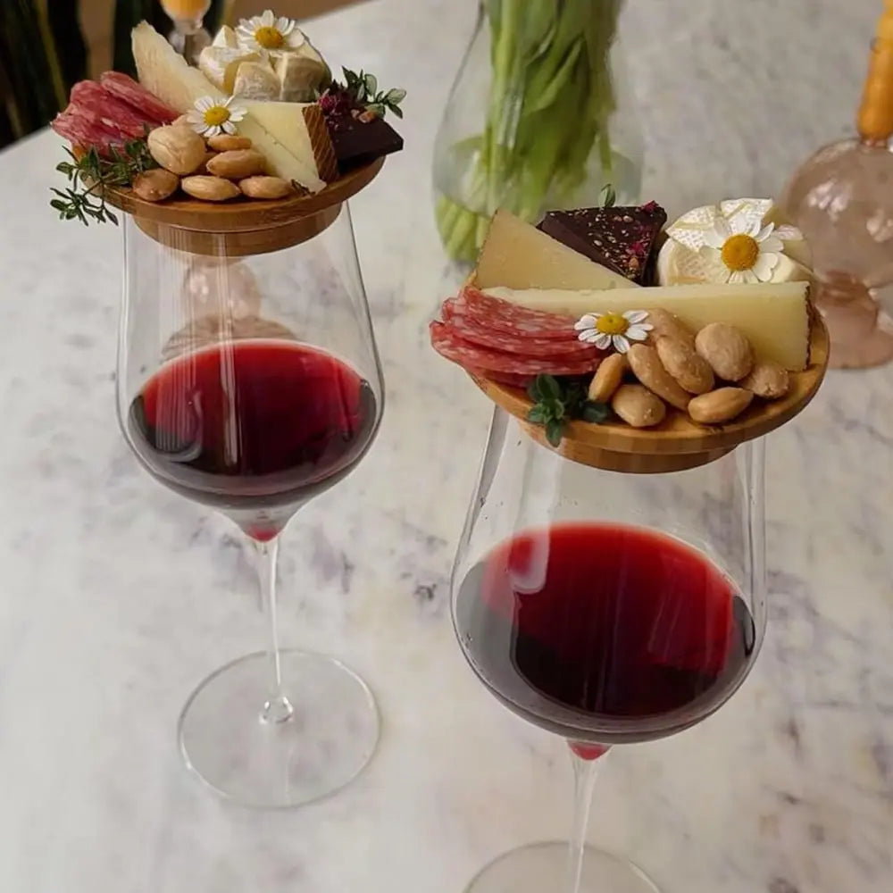 Bambus-Weinglas-Snackhalter — Eleganter Snackhalter für Weinabende Mivoza Deutschland