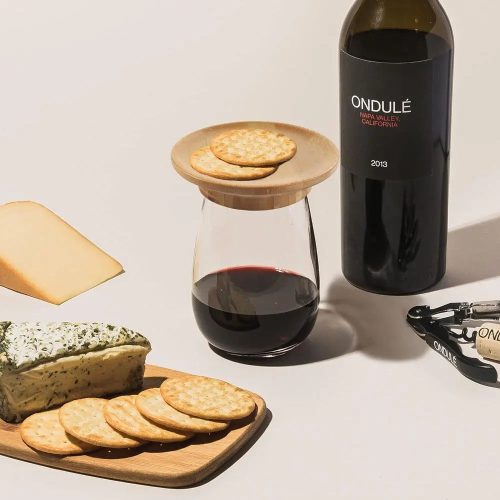 Bambus-Weinglas-Snackhalter — Eleganter Snackhalter für Weinabende Mivoza Deutschland