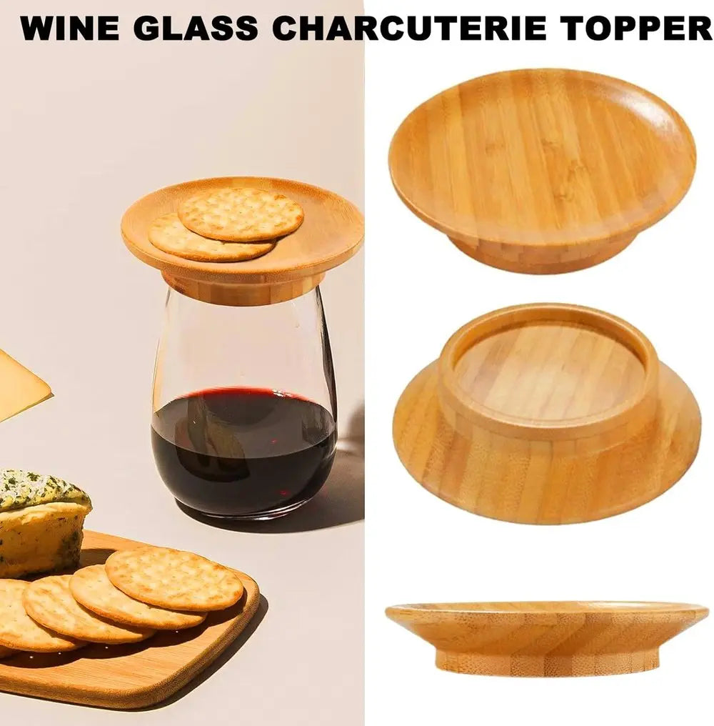 Bambus-Weinglas-Snackhalter — Eleganter Snackhalter für Weinabende Mivoza Deutschland