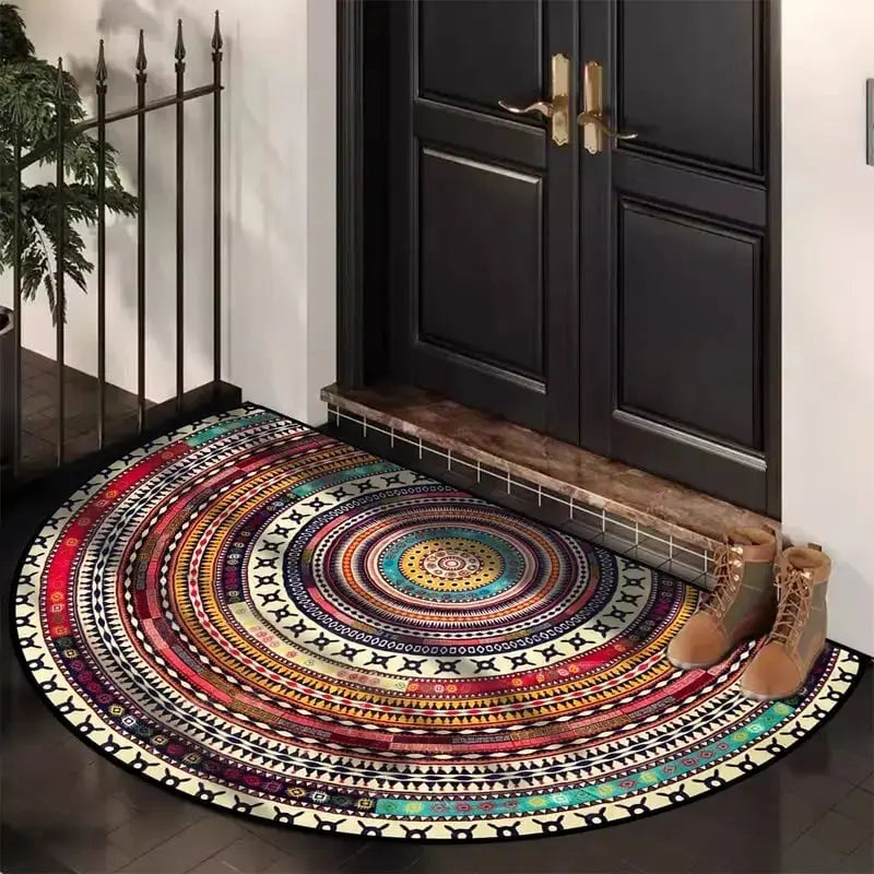 Boho Türmatte Halbkreis — Perfekte Kombi mit bunten Pflanzen im Eingangsbereich Mivoza Deutschland