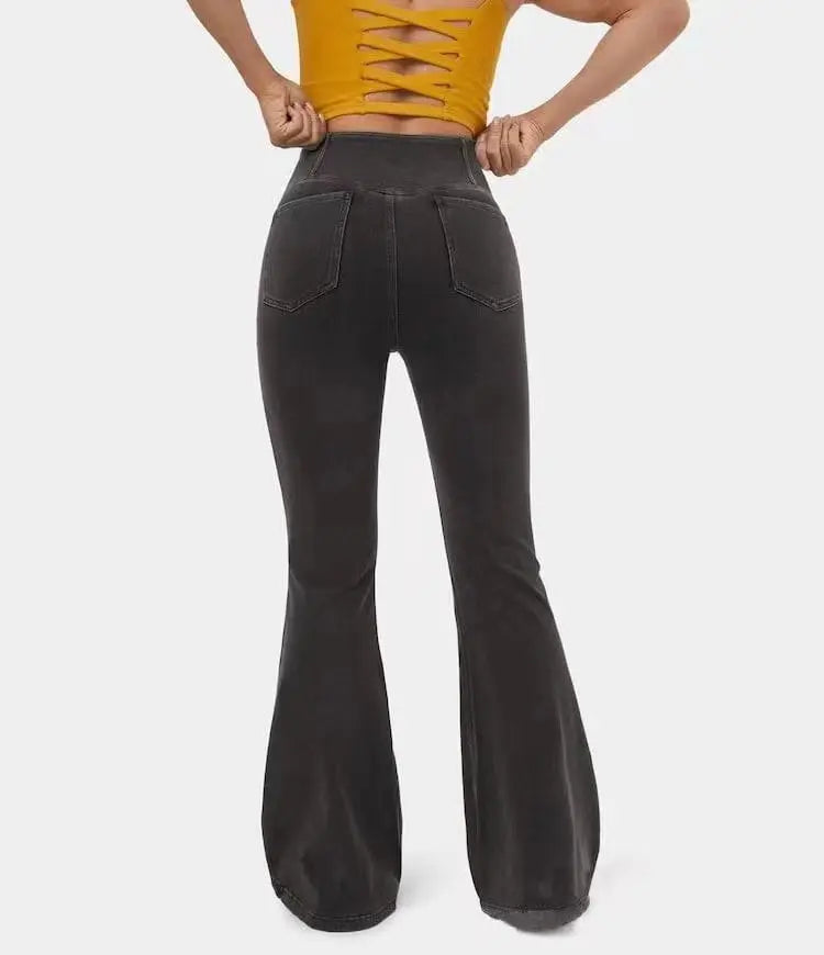 Damen High Waist ausgestellte Stretch Denim Jeans Mivoza Deutschland