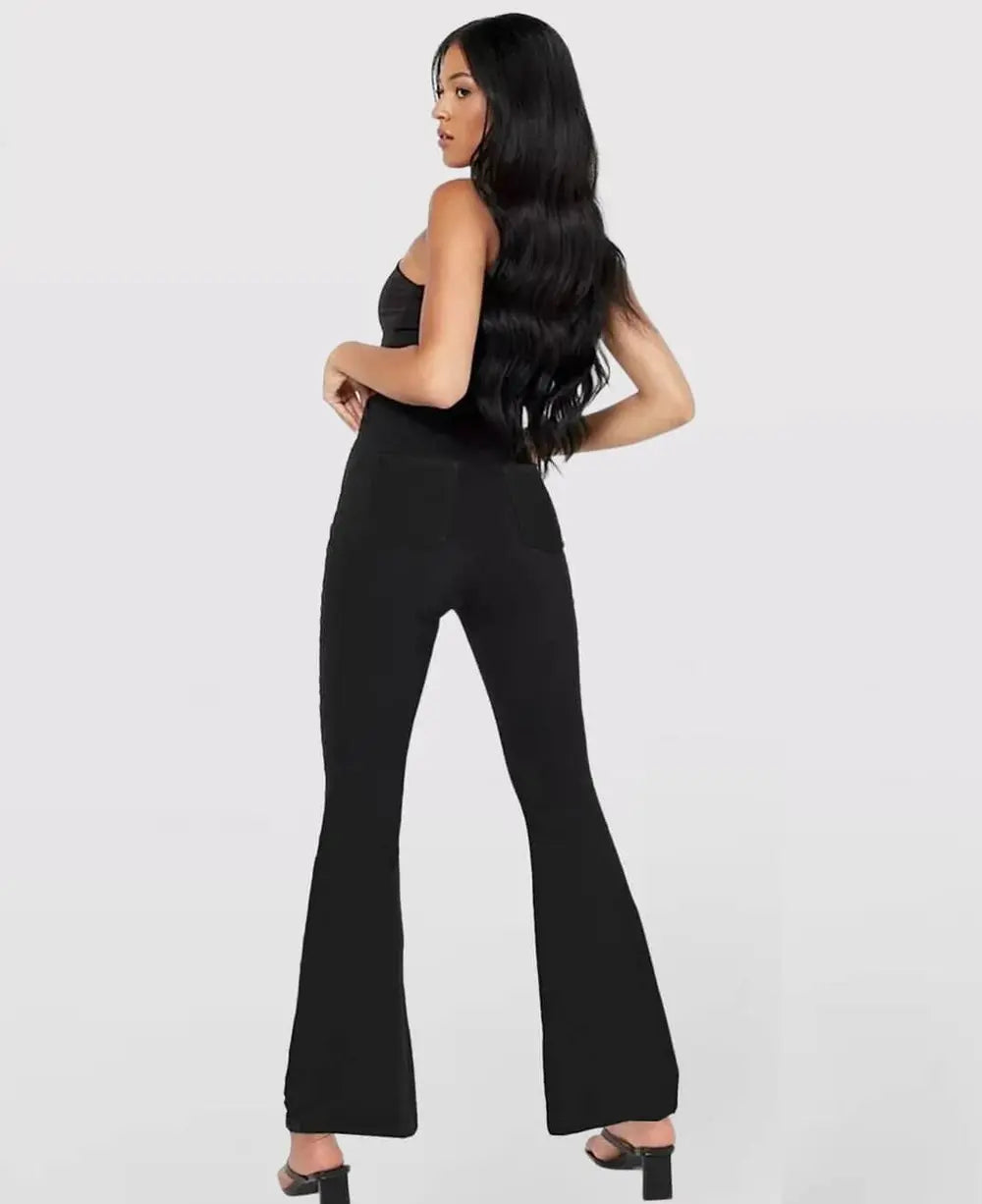 Damen High Waist ausgestellte Stretch Denim Jeans Mivoza Deutschland