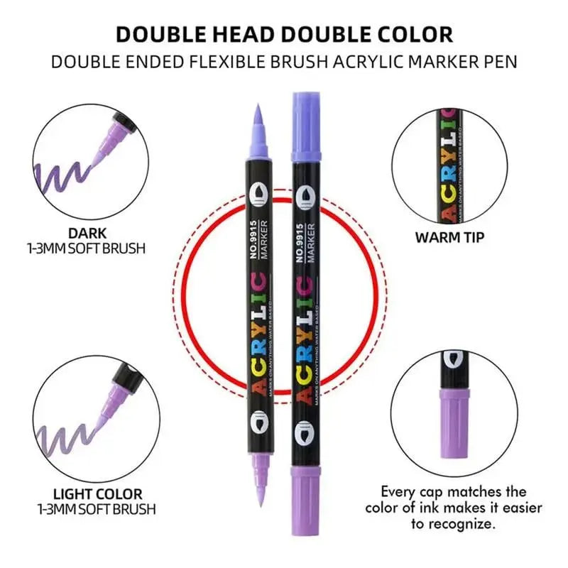 Doppelseitiger Acrylfarbenmarker – Multiflächen-Kunststift mit kräftigen Farben Mivoza Deutschland