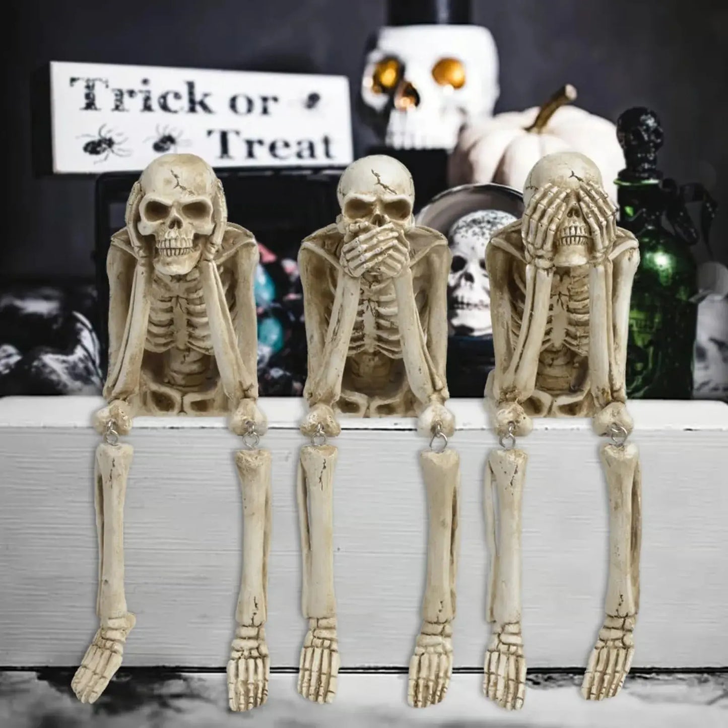 Drei weise Skelette — Kamin-Deko für Halloween Mivoza Deutschland